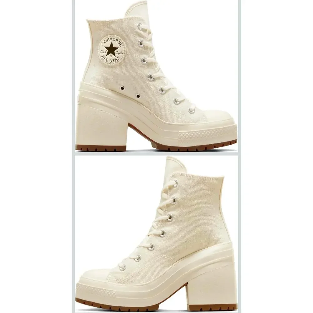 Converse Chuck 70 De Luxe Heel Egret Canvas Platform Boots Women's Size 7.5